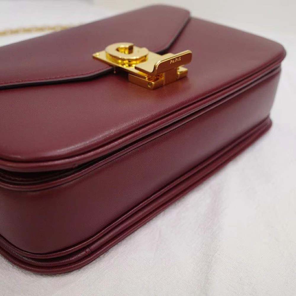 TÚI Celine Women Medium C Bag in Shiny Calfskin Leather-Maroon