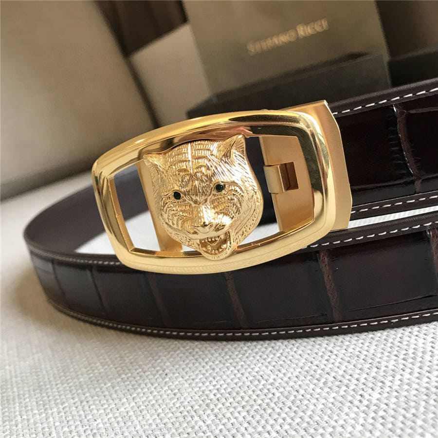 DÂY LƯNG STEFANO RICCI CROCODILE LEATHER DA CÁ SẤU Belt Khóa vàng