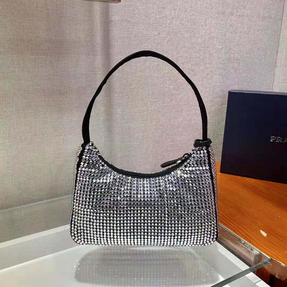 TÚI Prada Duchesse and Crystal Mini-Bag-Black