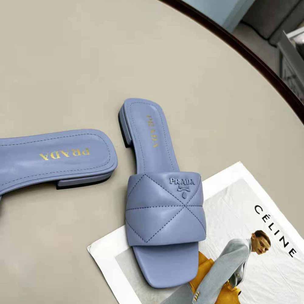 DÉP Prada Quilted Nappa Leather Sabots-Blue