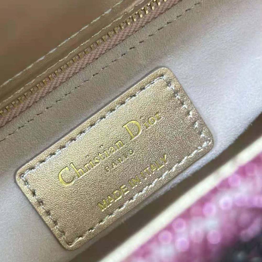 TÚI Dior Women  Small Lady Dior Bag Metallic Calfskin and Satin with Celestial Blue Bead Embroidery