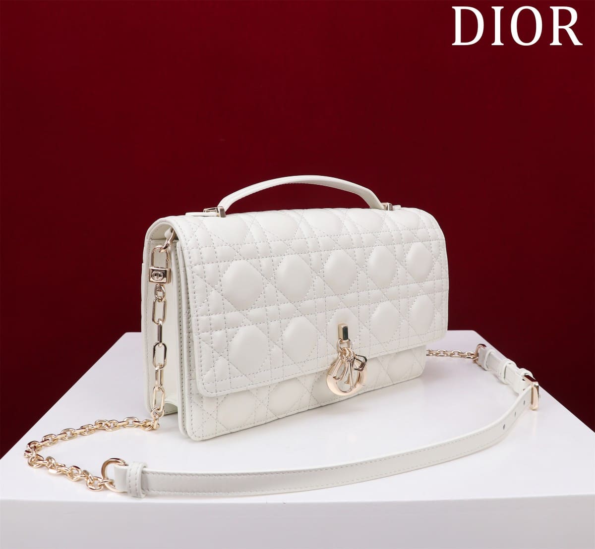 TÚI CHRISTIAN DIOR Mini Miss Dior Bag White Cannage Lambskin