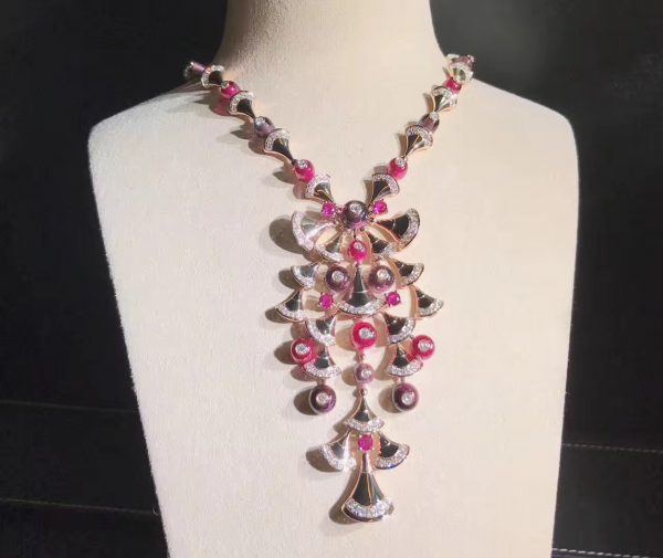 Vòng cổ BVLGARI Divas Dream Rubellite và Amethyst vàng hồng 18K