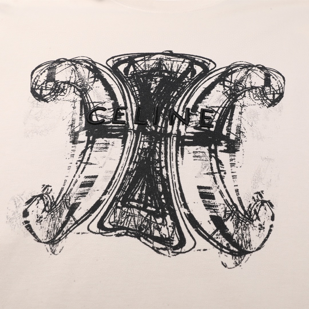 ÁO CELINE PARIS print cotton jersey T-shirt