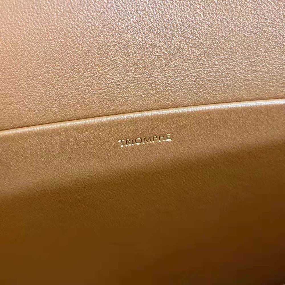 TÚI Celine Women Triomphe Shoulder Bag in Triomphe Canvas and Calfksin-White