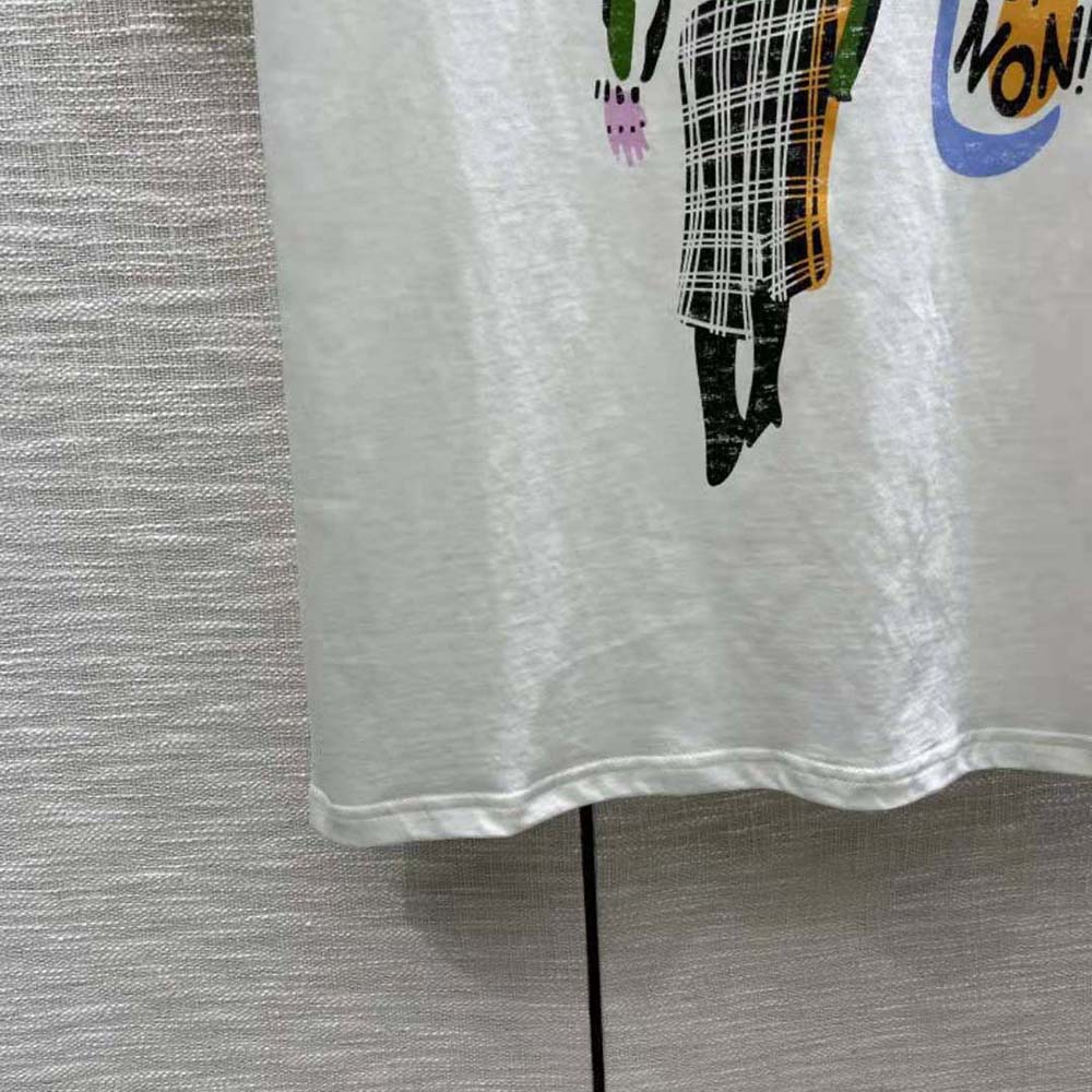 ÁO Dior ‘C’Est Non Non Non Et Non’ T-shirt Ecru Cotton Jersey and Linen