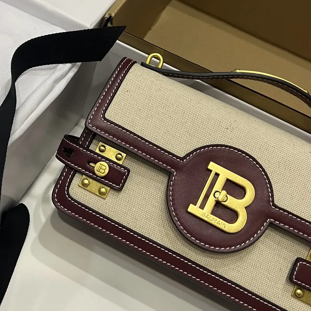 TÚI BALMAIN Women B Buzz 24 Canvas and Leather Bag