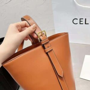 TÚI Celine Women Bucket Triomphe in Natural Calfskin-Brown