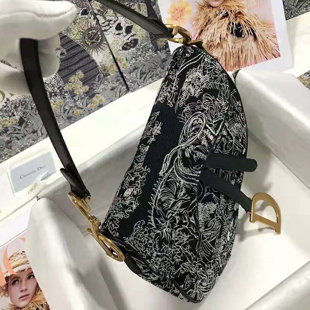 TÚI Dior Women Saddle Bag Toile DE Jouy Reverse Jacquard