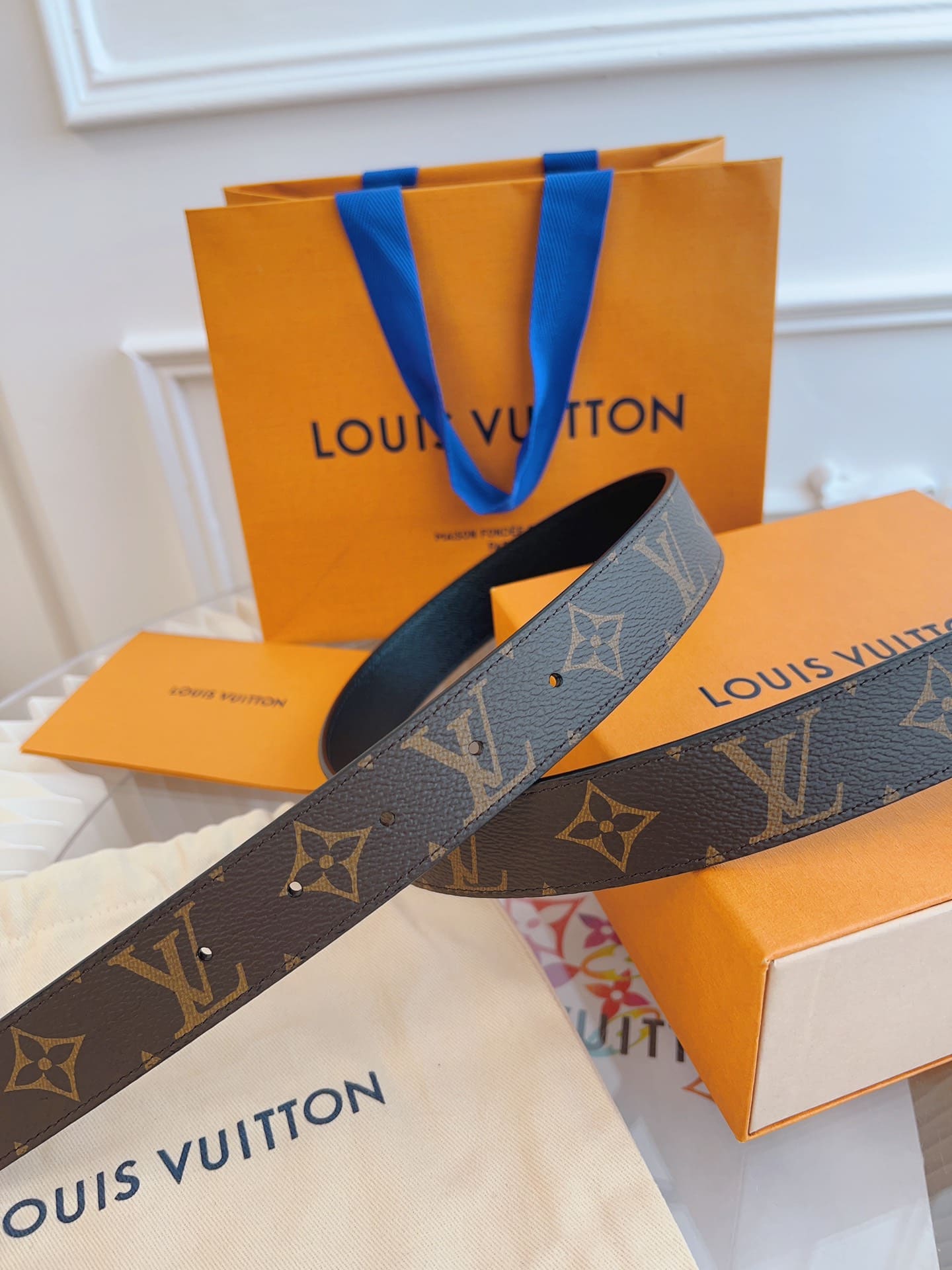 DÂY LƯNG LOUIS VUITTON BLACK BROWN MONOGRAM LEATHER Khóa bạc