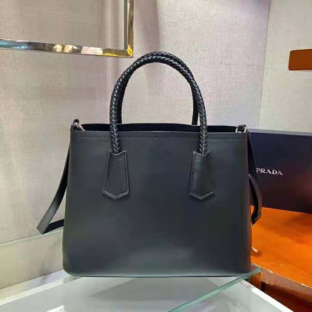 TÚI Prada Double Medium Leather Handbag-Black