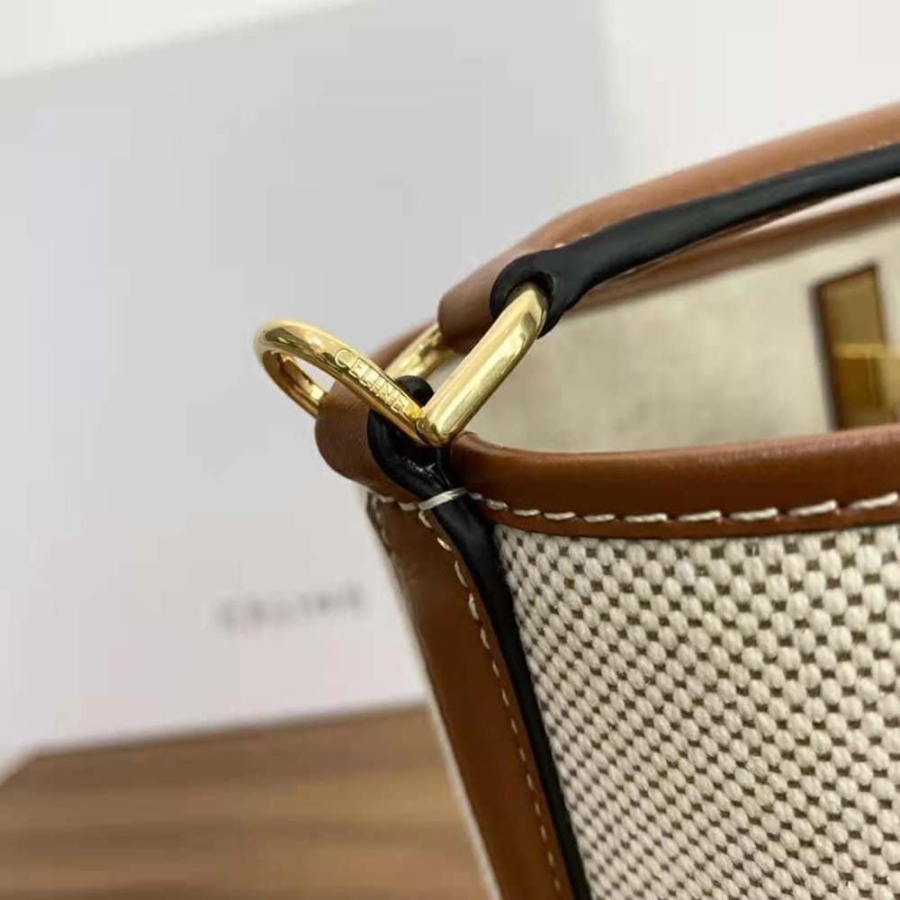 TÚI Celine Women Bucket 16 Bag in Textile and Calfskin