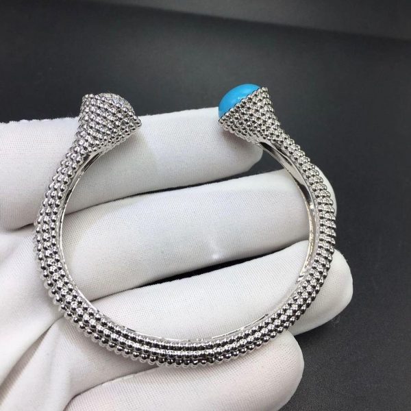 Vòng tay Van Cleef & Arpels Perlee Couleurs Turquoise vàng trắng 18K