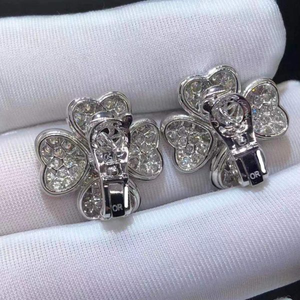 Bông tai Van Cleef & Arpels Cosmos kim cương vàng trắng 18K