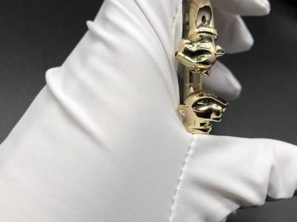 Vòng tay Cartier Panthère de Cartier hai đầu đá Tsavorite Garnet Onyx đen vàng hồng 18K