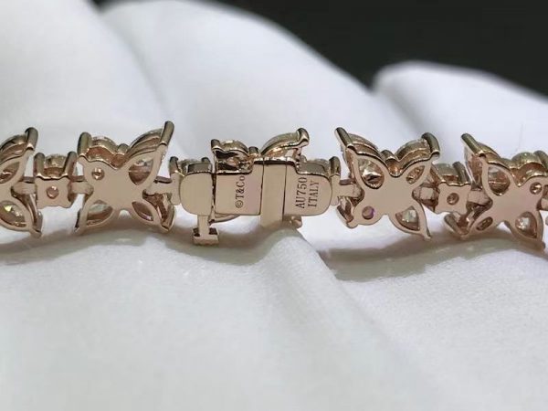 Vòng tay Tiffany & Co Victoria Mixed Cluster Kim cương vàng hồng 18K