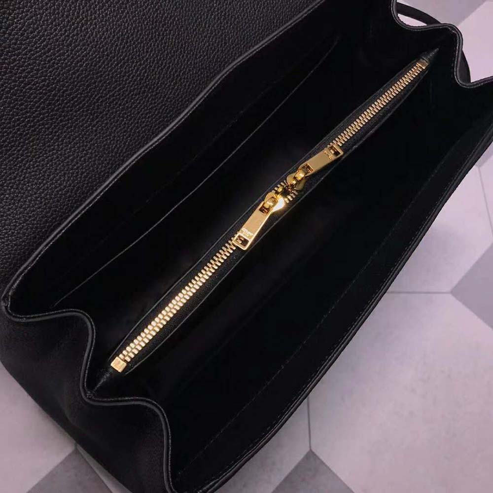 TÚI Celine Women Medium16 Bag in Grained Calfskin-Black