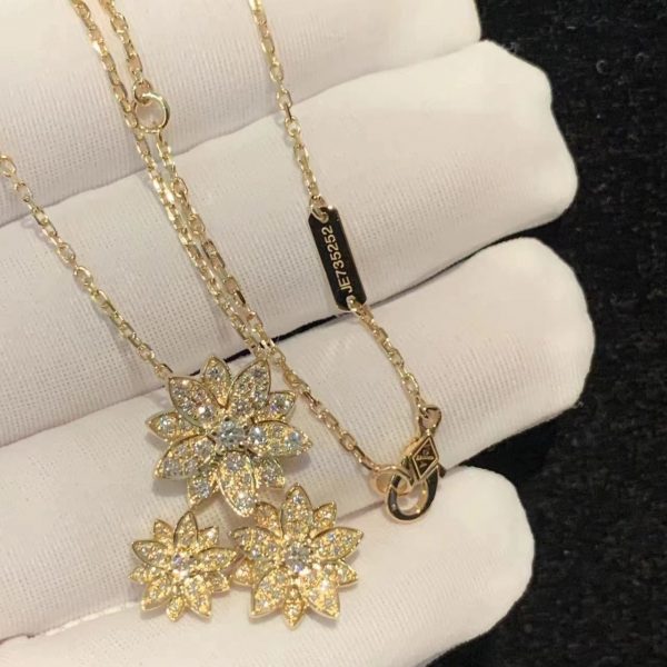 Bông tai Van Cleef & Arpels 3 yellow lotus vàng vàng 18K