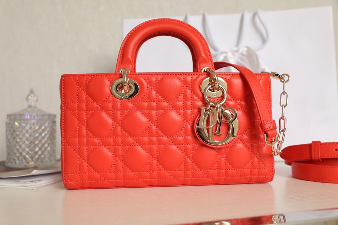 TÚI CHRISTIAN DIOR Lady D-Joy Bag Bright Orange Cannage Lambskin