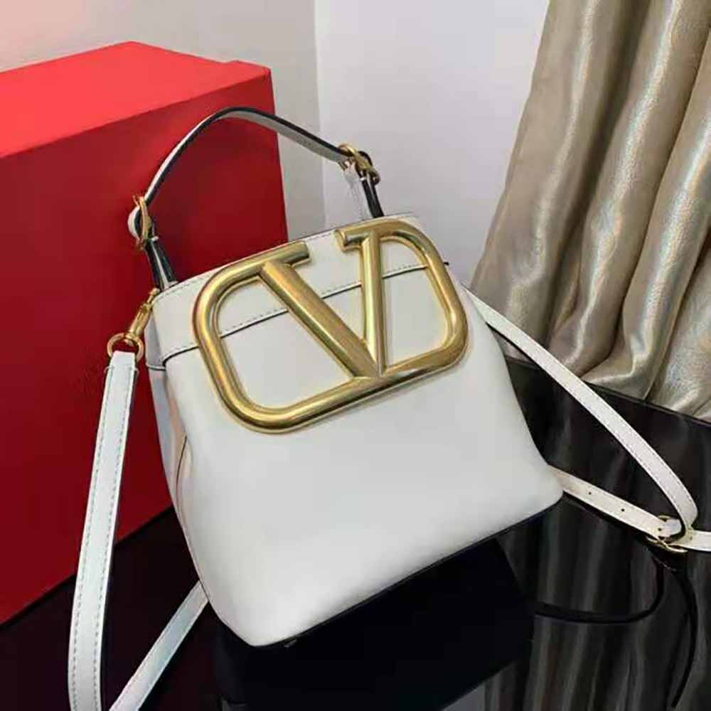 TÚI Valentino Women Garavani Supervee Handbag in Calfskin Leather-White