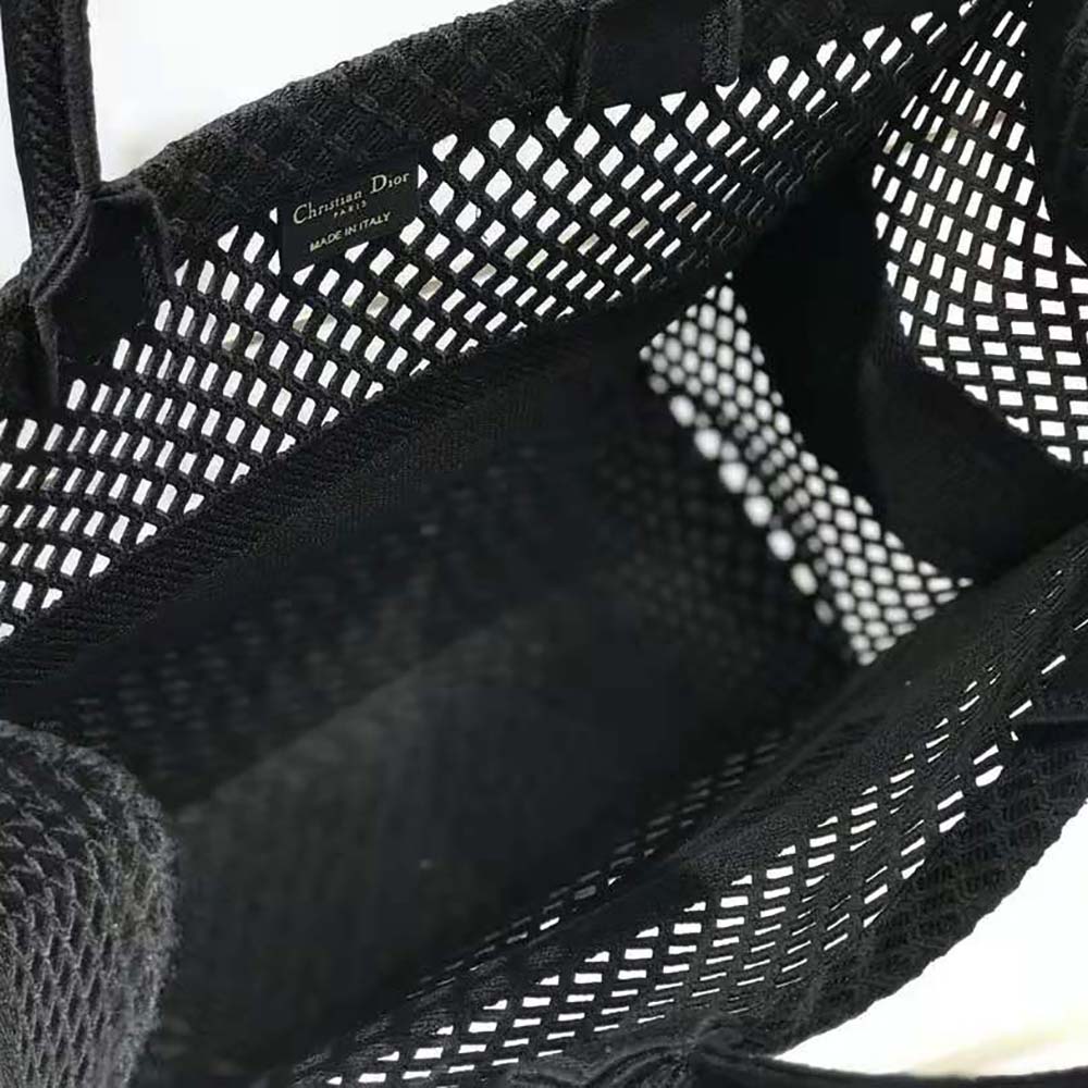TÚI Dior Women Dior Book Tote Black Mesh Embroidery