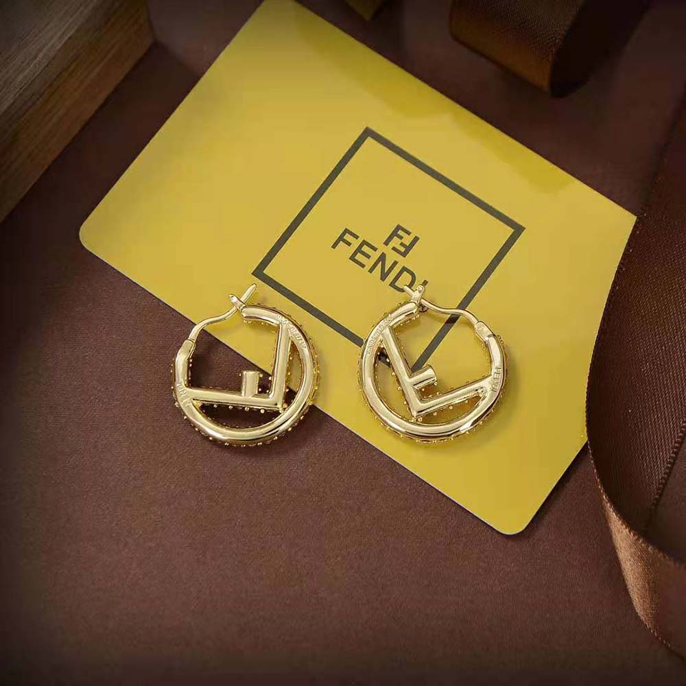 BÔNG TAI Fendi Women Hoop Earrings with F is Fendi Motif