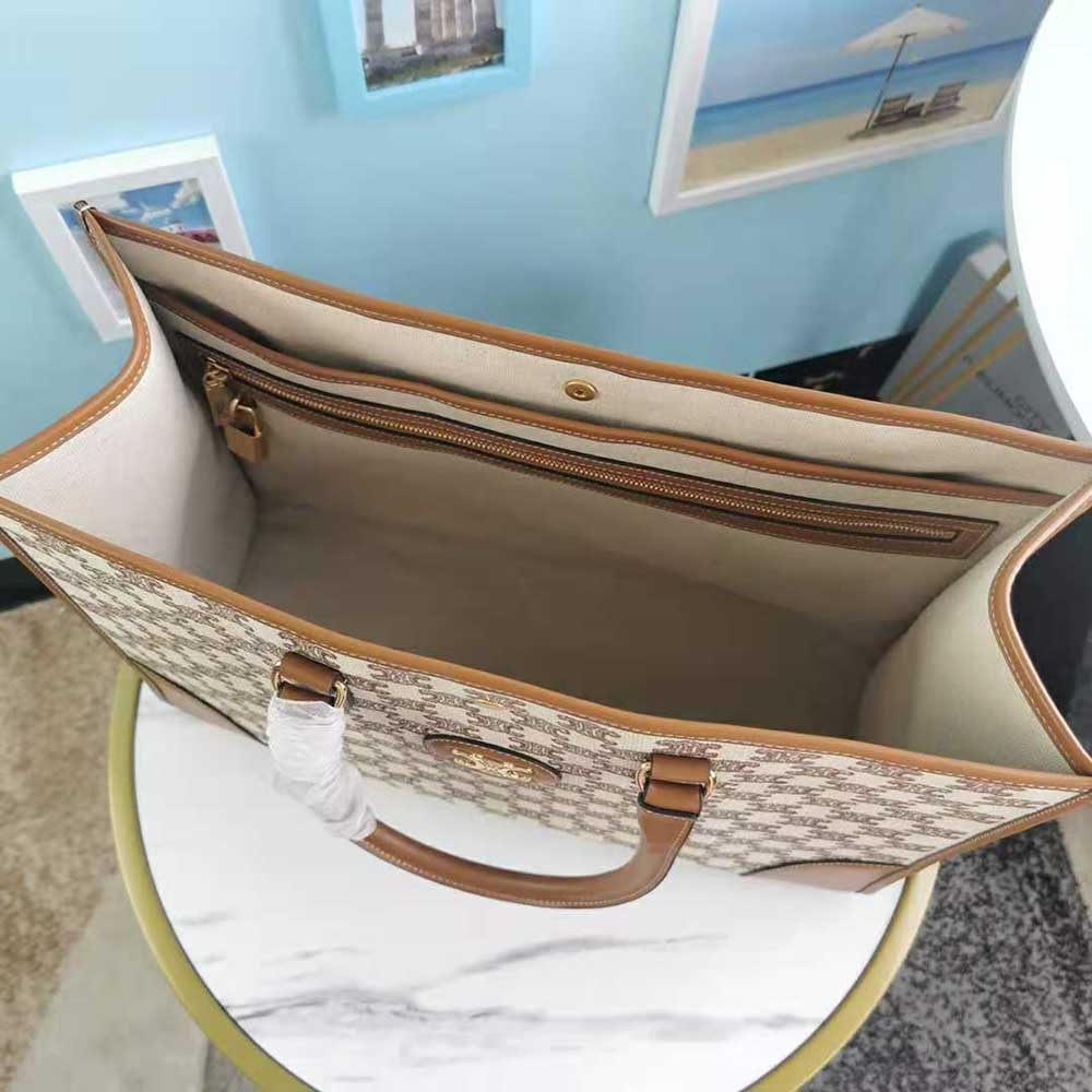 TÚI Celine Women Horizontal Cabas in Textile with Triomphe Embroidery