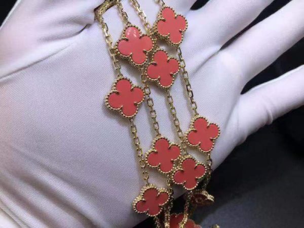 Vòng cổ Van Cleef & Arpels Vintage Alhambra 20 Motif vàng hồng 18K