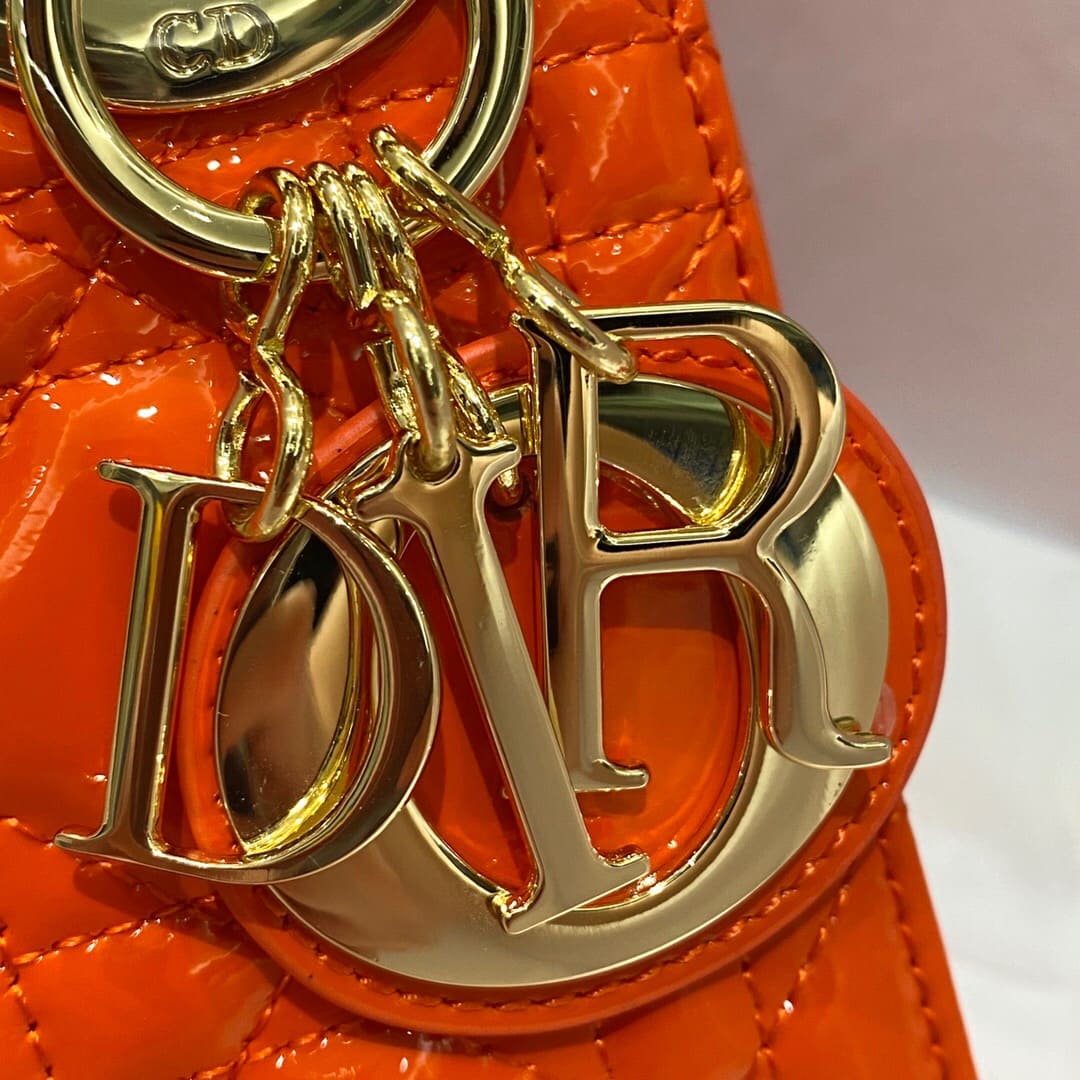 TÚI CHRISTIAN DIOR Lady Dior Bag Orange Cannage Lambskin