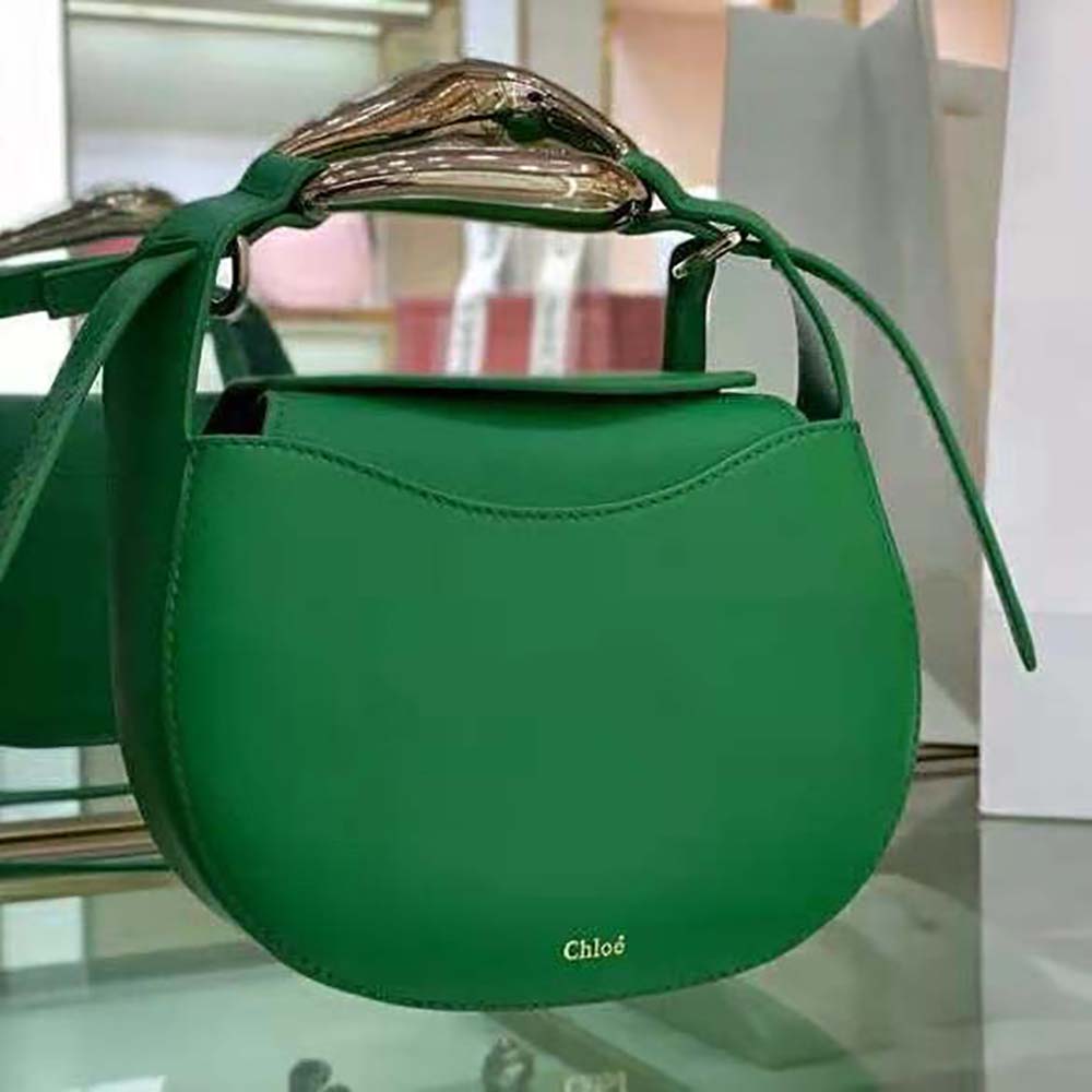 TÚI Chloe Women Kiss Small Purse in Small Grain Calfskin-Green