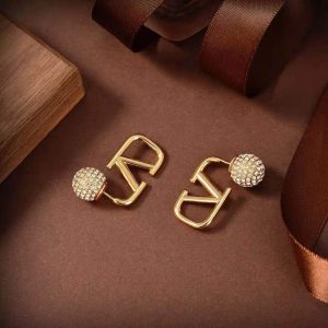 BÔNG TAI Valentino Women Vlogo Signature Metal and Rhinestone Earrings