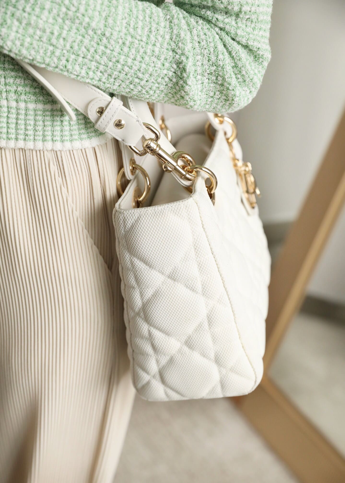 TÚI CHRISTIAN DIOR LADY DIOR Bag Bright Mesh White