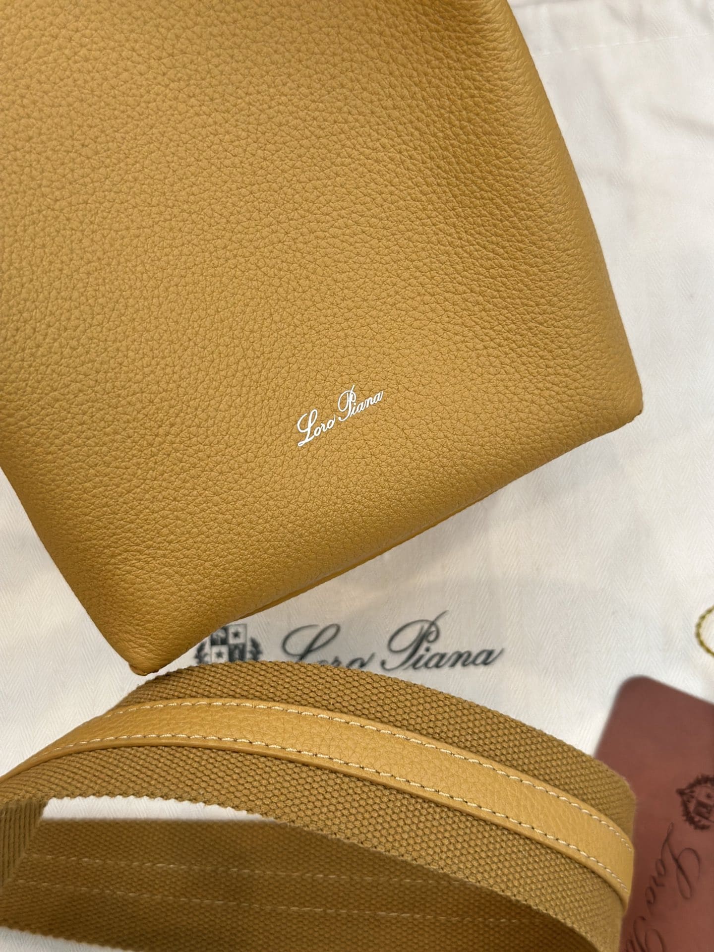 TÚI Loro Piana Bale Micro bằng da bê màu nâu