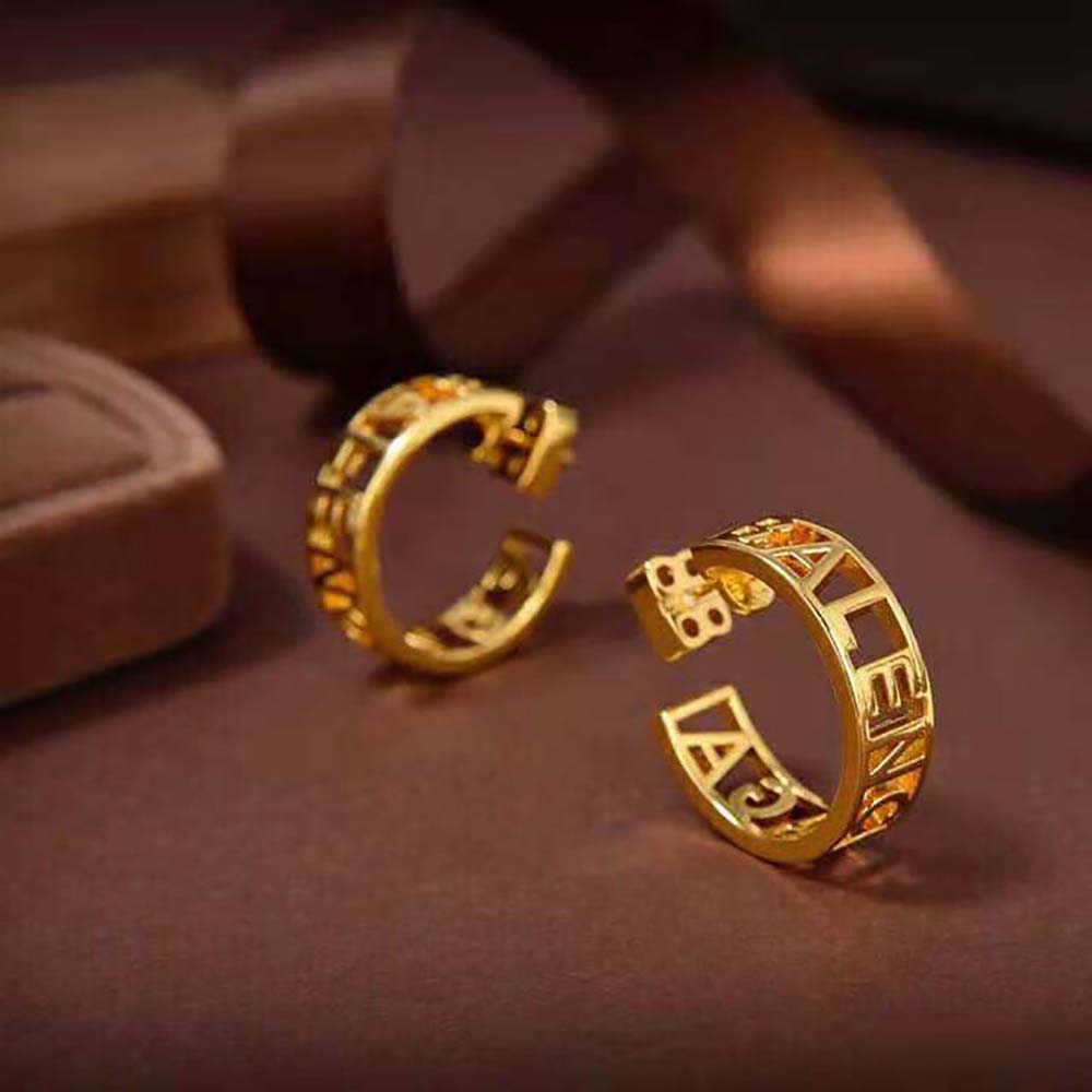 BÔNG TAI Balenciaga Women Logo Earrings in Gold Brass