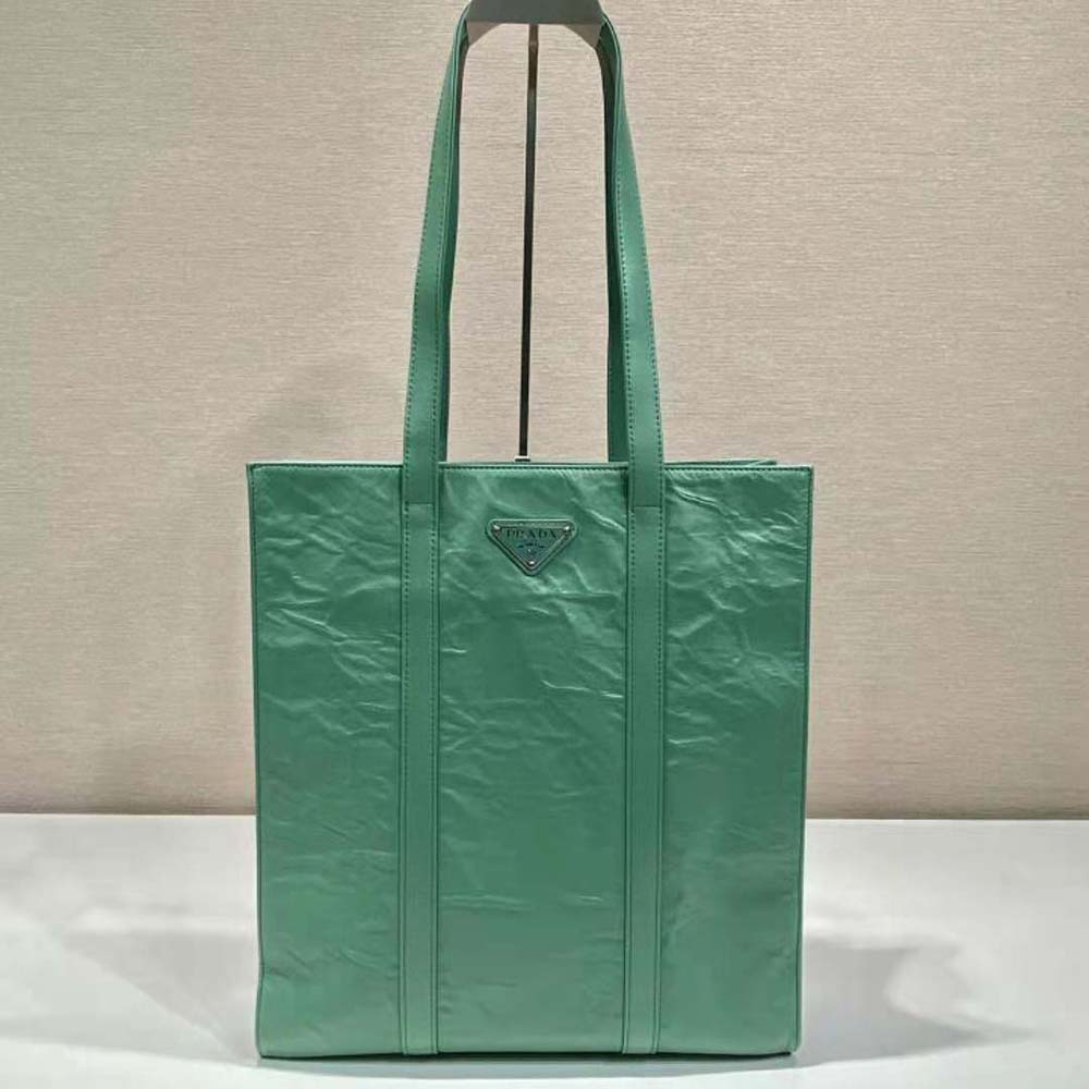 TÚI Prada Antique Nappa Leather Tote-Gray