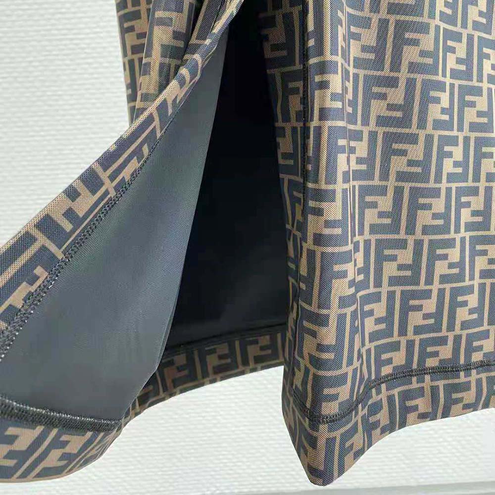 VÁY Fendi Brown Micro Mesh Dress with Pared-Down Silhouette