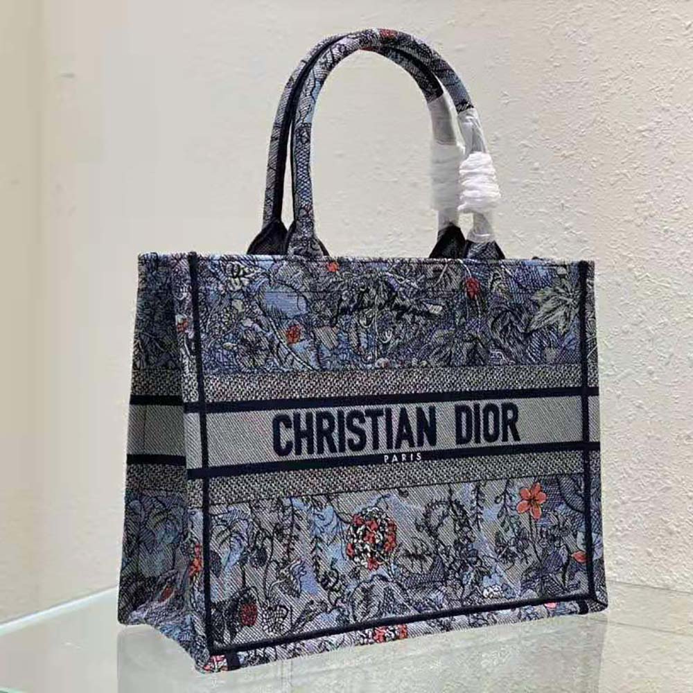 TÚI Christian Dior Tote Denim Multicolor Dior Jardin Magique Embroidery