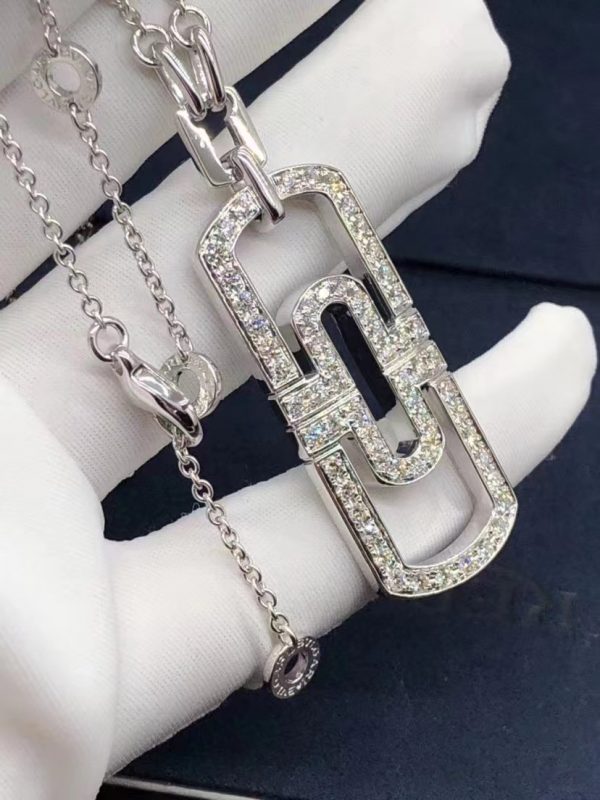 Vòng cổ BVLGARI Parentesi Full Pavé Diamonds vàng trắng 18K