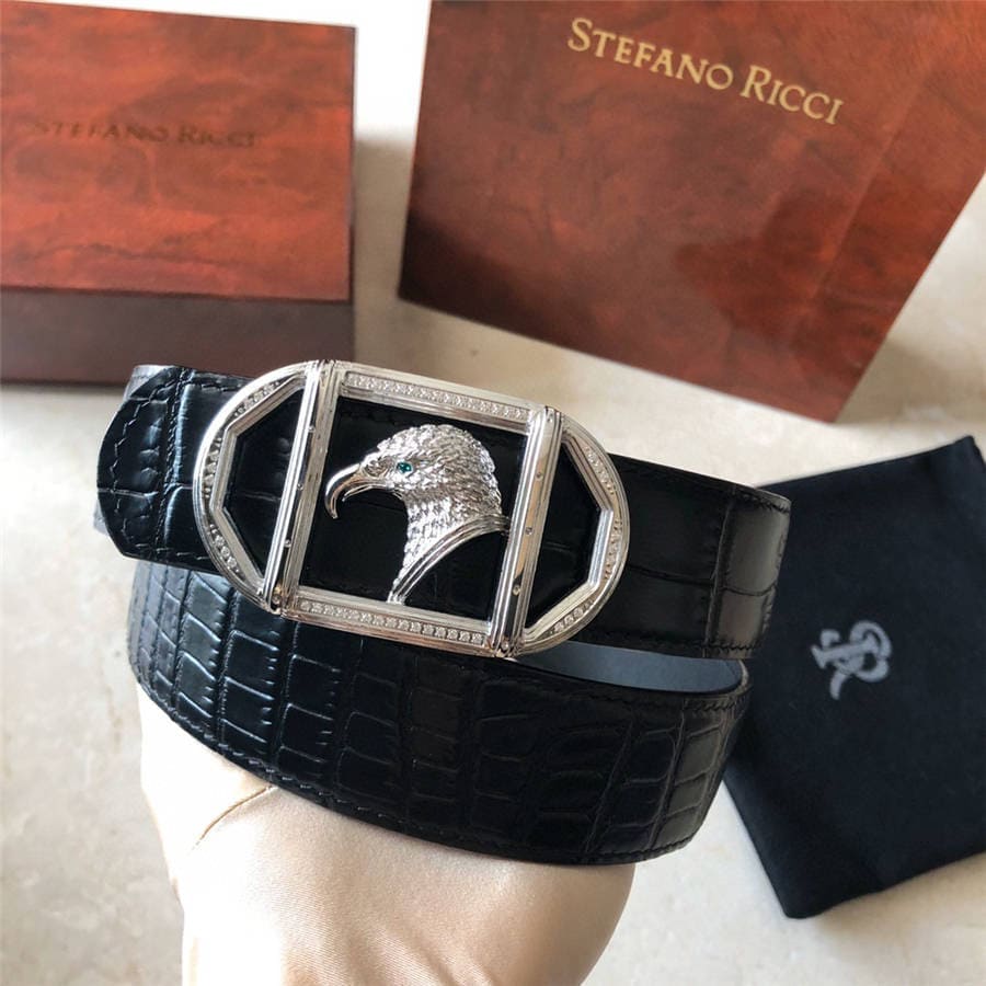 DÂY LƯNG STEFANO RICCI CROCODILE LEATHER DA CÁ SẤU Belt Khóa bạc