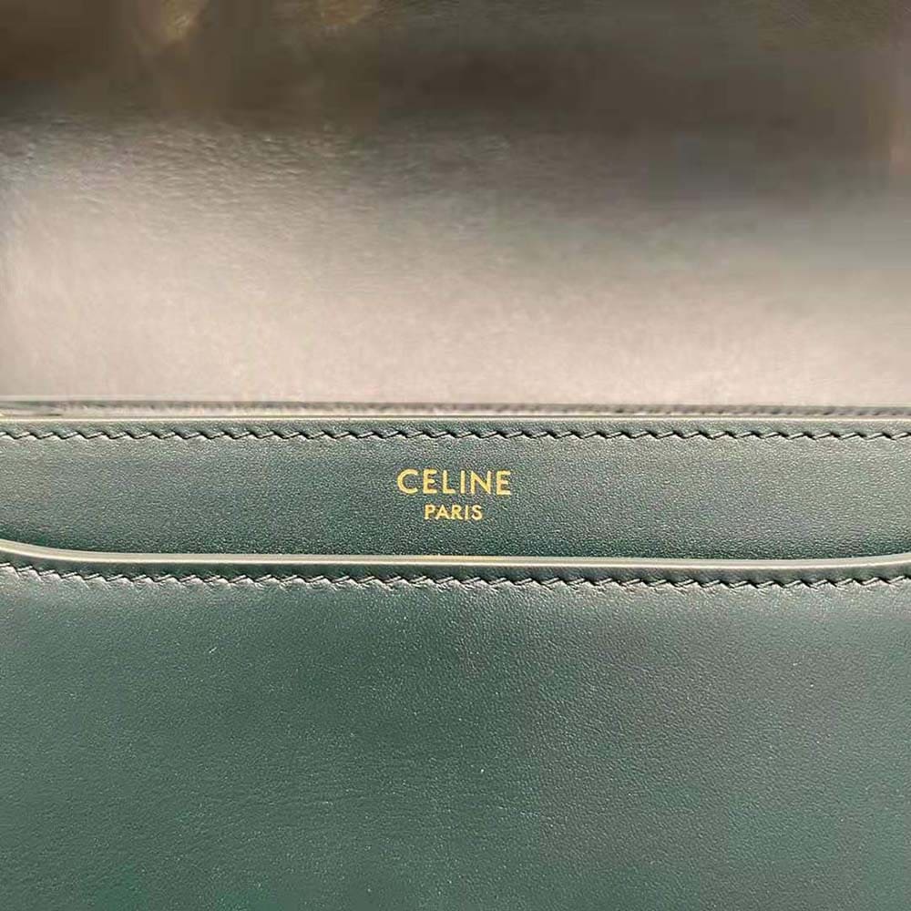 TÚI Celine Women Chain Bag 16 in Satinated Calfskin-Green