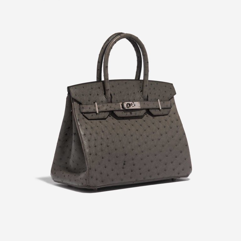 TÚI Hermès Birkin 30 Ostrich Graphite Blue Orage Silver Buckle khóa trắng da đà điểu