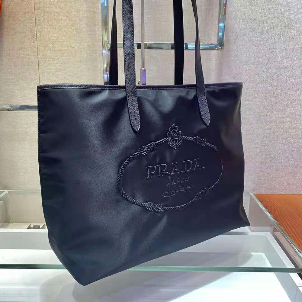 TÚI Prada Nylon Tote with Embroidered Logo