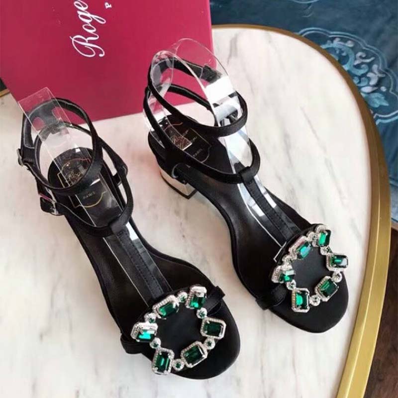 DÉP SANDAL Roger Vivier Podium Crown Jewels Sandals 5cm Heel-Black