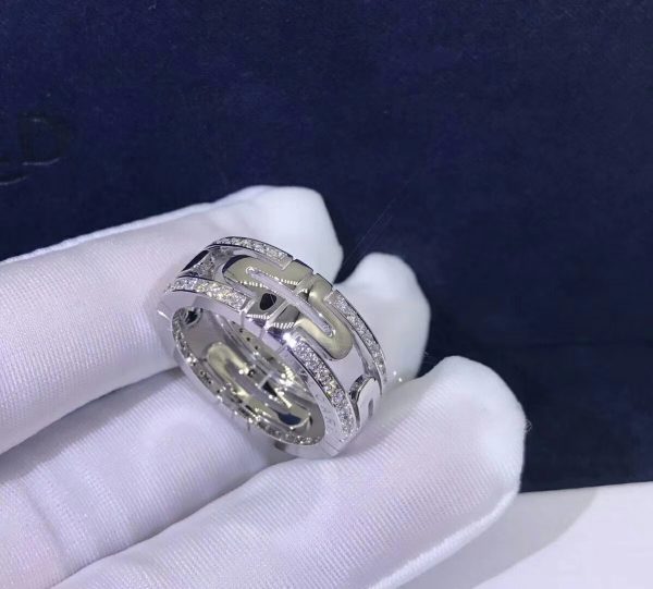 Nhẫn BVLGARI Parentesi Demi Pave vàng trắng 18K
