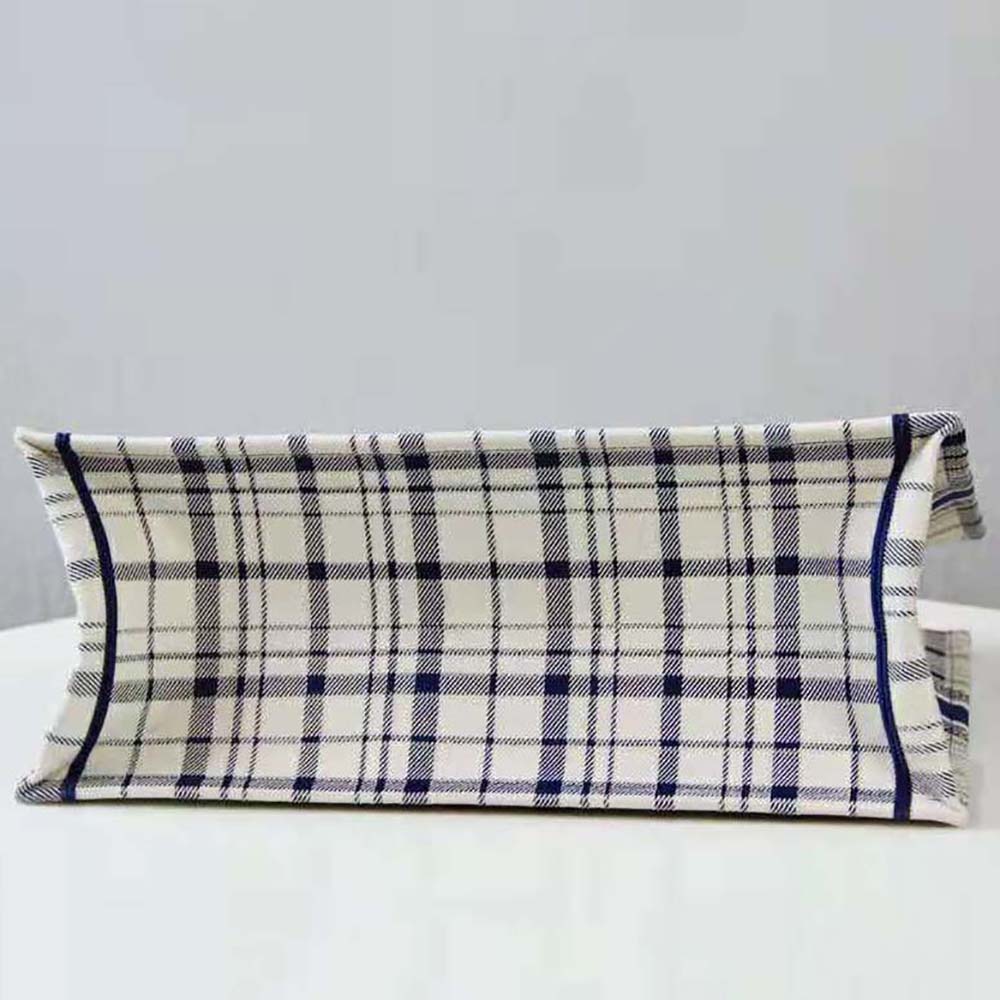 TÚI Dior Women Book Tote Blue Check’n’Dior Embroidery