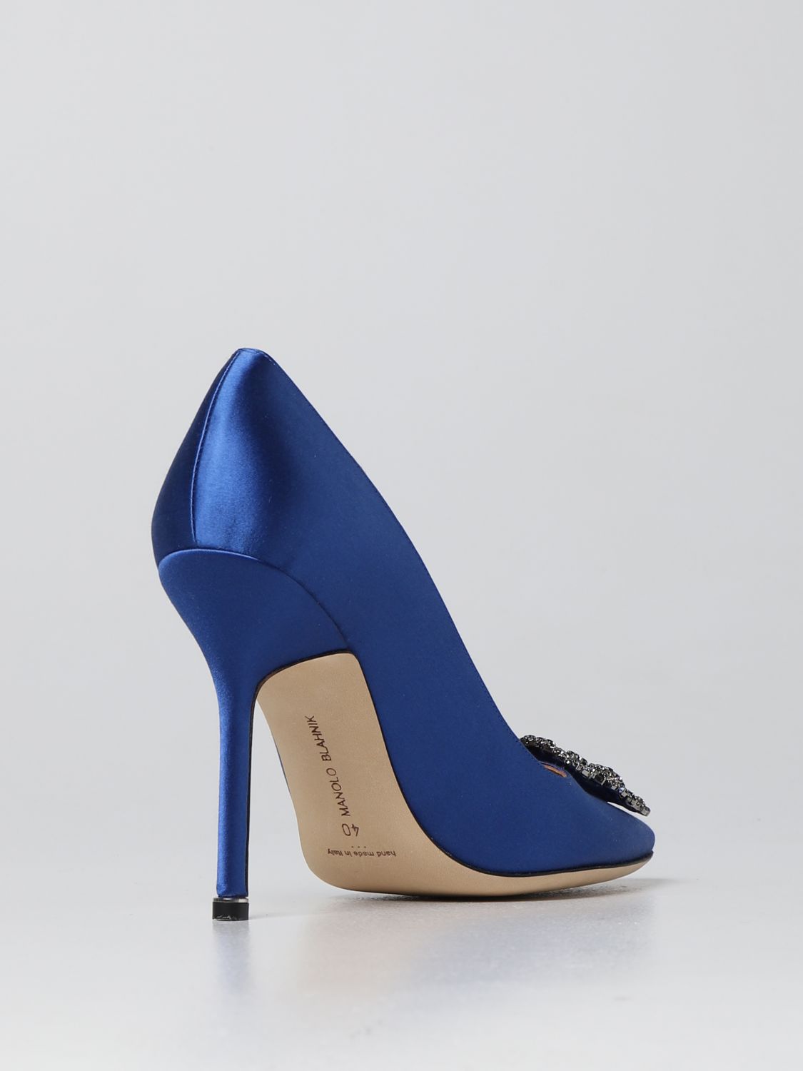 GIÀY MANOLO BLAHNIK Elegant Blue Hangisi satin pumps shoes