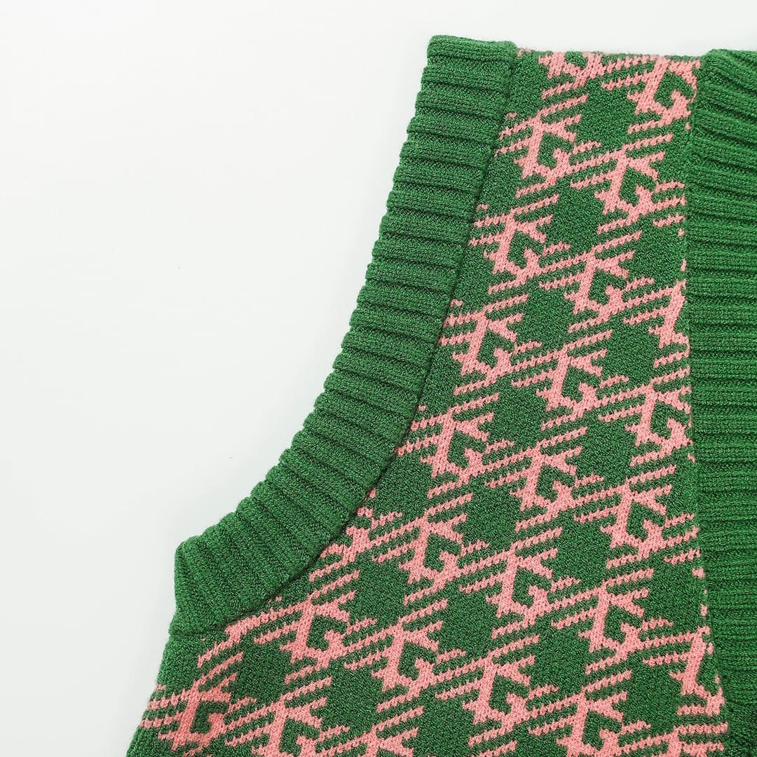 ÁO GUCCI Gile Cashmere Green and Pink