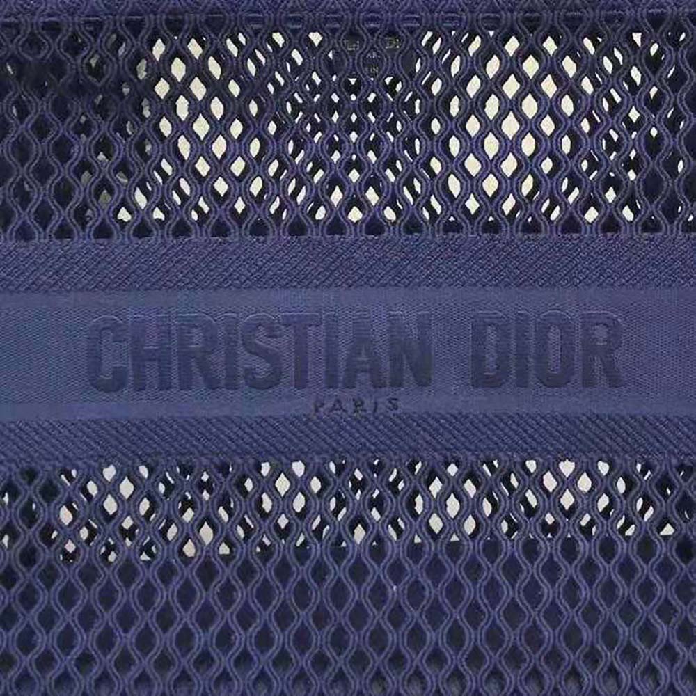 TÚI Dior Women Small Dior Book Tote Blue Mesh Embroidery