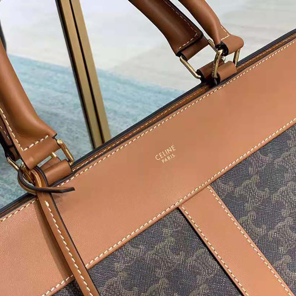 TÚI Celine Women Medium Cabas DE France Bag in Triomphe Canvas and Calfskin