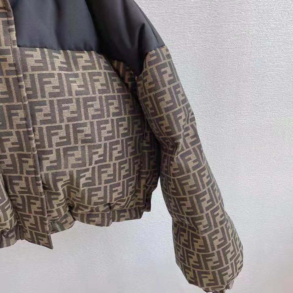 ÁO Fendi Women Ski Jacket Brown Canvas Jacket-Brown
